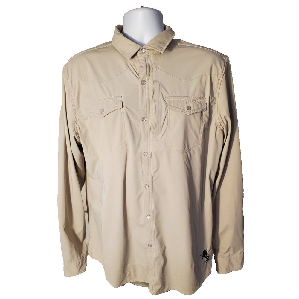 Diamond Cross Ranch Western Shirt Mens XL Pearl Snap Stretch